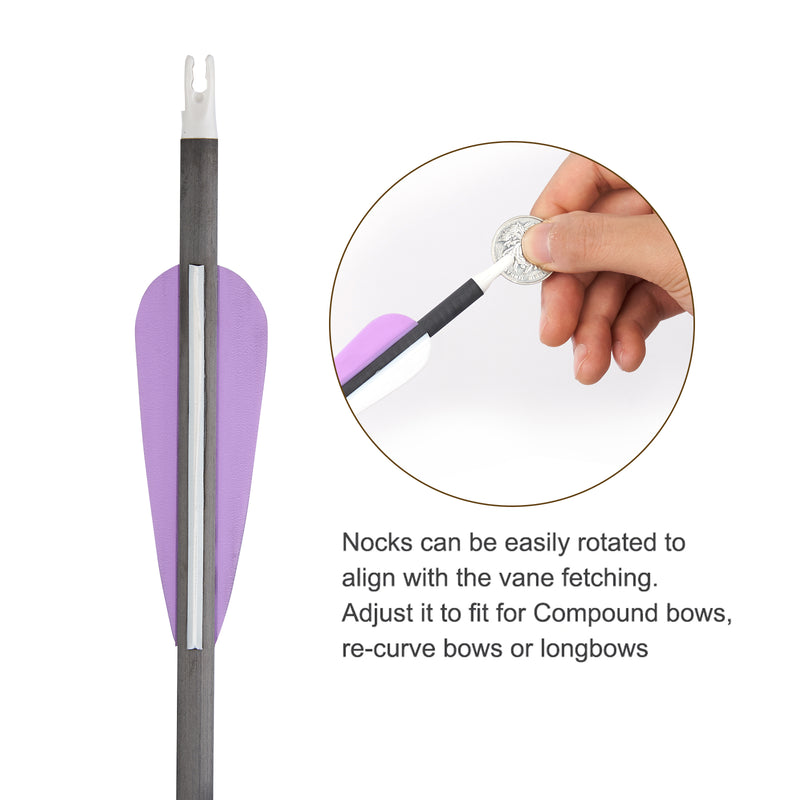 12er-Pack gemischte Carbonpfeile 31" Parabolic Purple Fletched Archery Arrows Spine 350