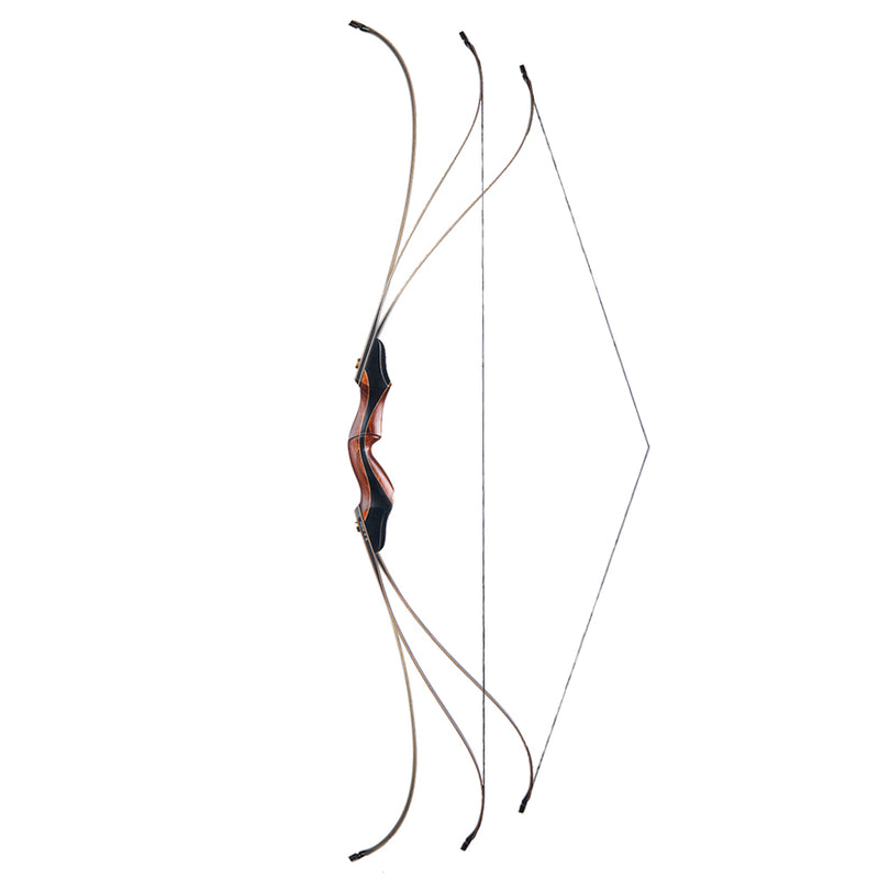 Bogenschießen 60" Take-Down Recurve Bogen und 12 Stück Carbonpfeile Set, Holzlaminierte Jagdbogen 2525/-50lbs.