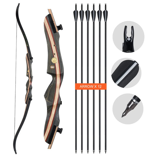 62" Bogenschießen Takedown Recurve Bogen und Pfeilset Rechtshänder 20-50lbs