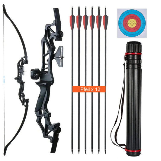 53 Zoll Bogenschießen Takedown Recurve Bogen und Pfeile Set mit Köcher 20/30/40/55lbs