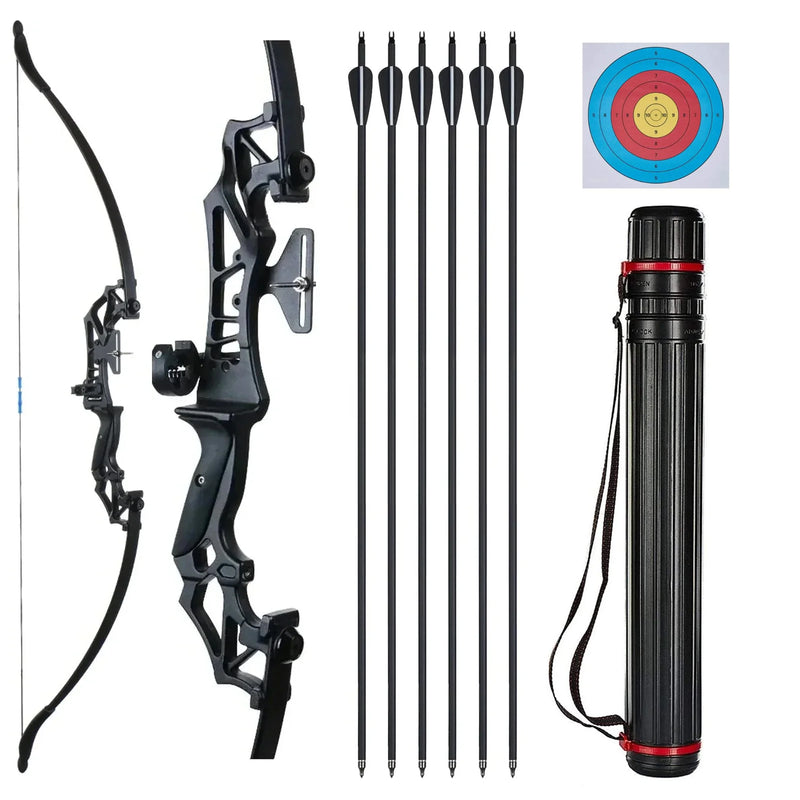 53 Zoll Bogenschießen Takedown Recurve Bogen und Pfeile Set mit Köcher 20/30/40/55lbs