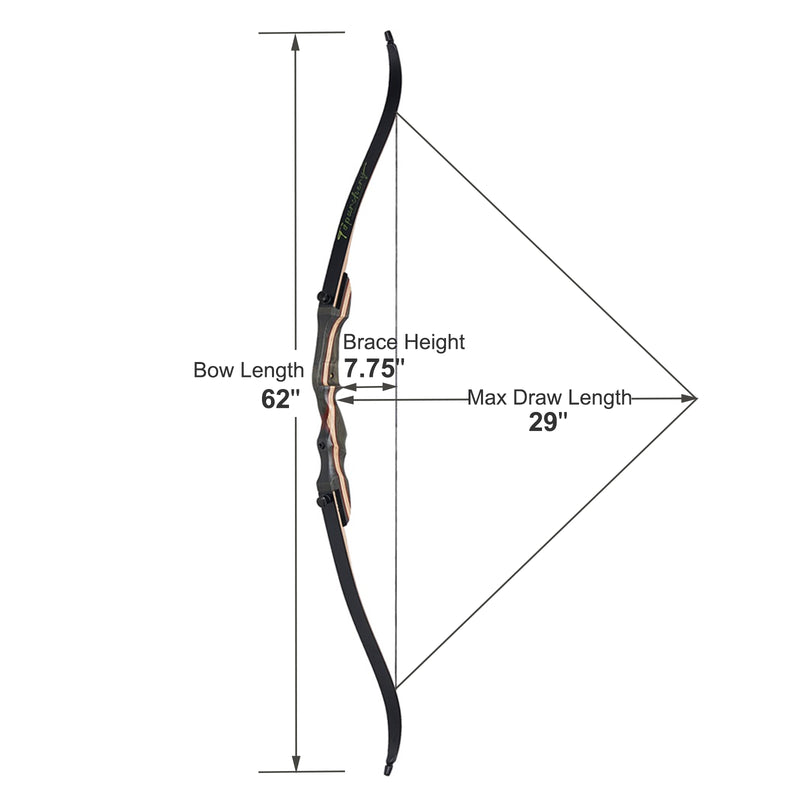 Bogenschießen Holzriser 62" Takedown Recurve Pfeil und Bogen Kit 20-50lbs