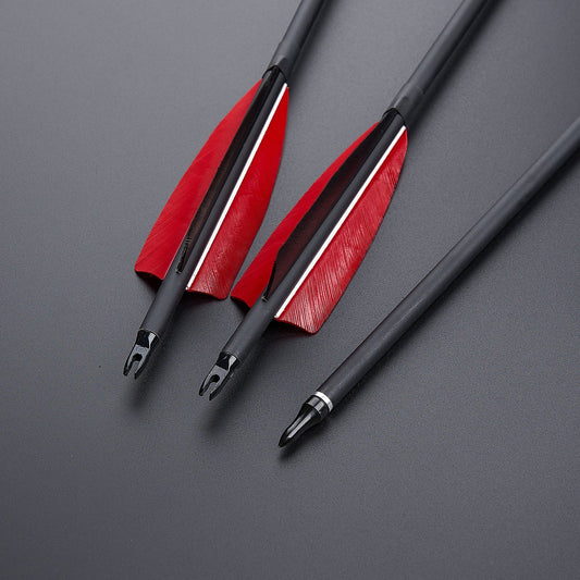 12 Stück Bogenschießen 30,5" Carbonpfeile mit 4 Zoll Truthahnfeder Spine 500