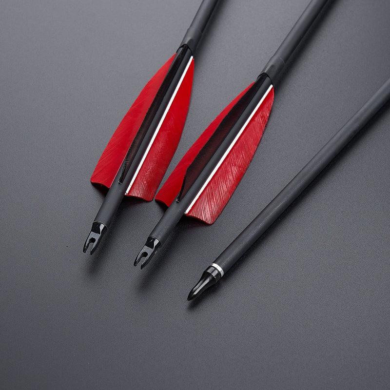 12 Stück Bogenschießen 30,5" Carbonpfeile mit 4 Zoll Truthahnfeder Spine 500