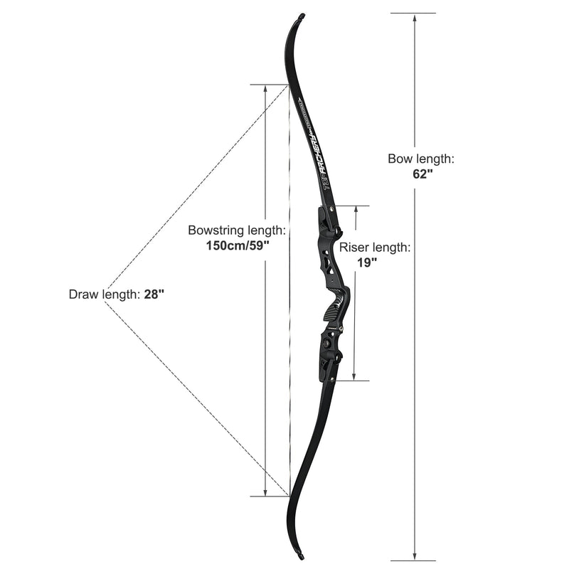 62" Bogenschießen ILF Recurve Bogen Takedown Jagdbogen 25-60 lbs