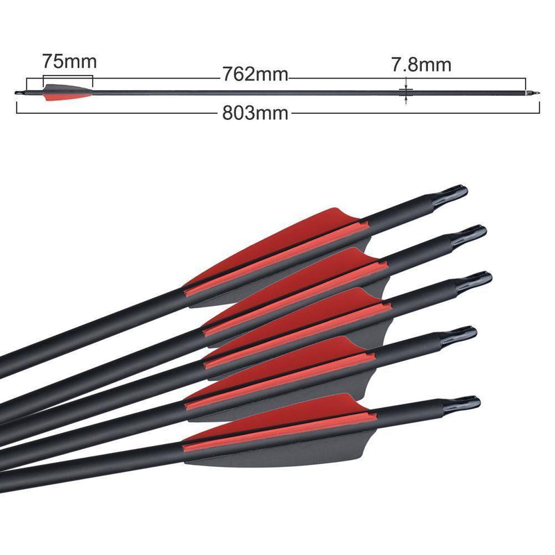 12 Stück Bogenschießen gemischte Carbonpfeile Spine 500 für Recurve Compoundbogen