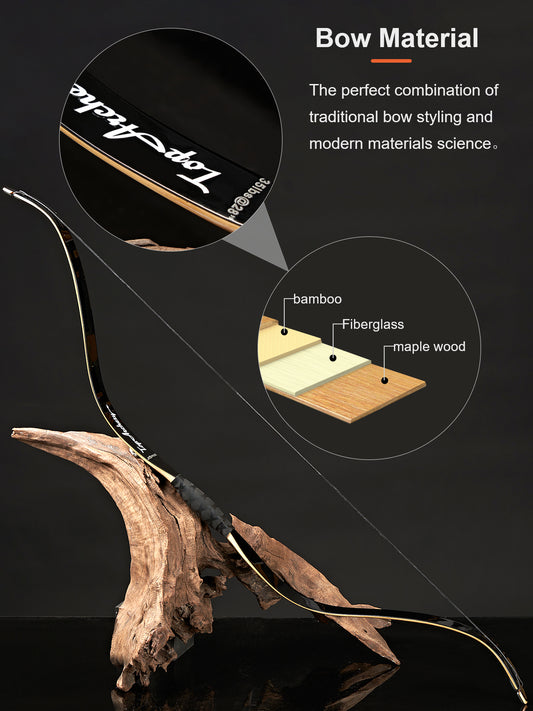 46" Traditioneller Pferdebogen Holzlaminierte Recurve-Jagdbogen 25-50 Pfund