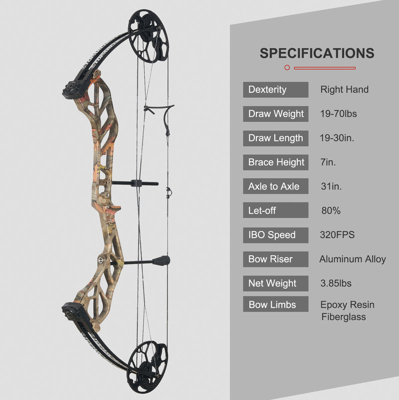 Erwachsene Jagd Compoundbogen mit Pfeilen Set 19-70lbs Rechtshänder Anfänger Outdoor Shooting