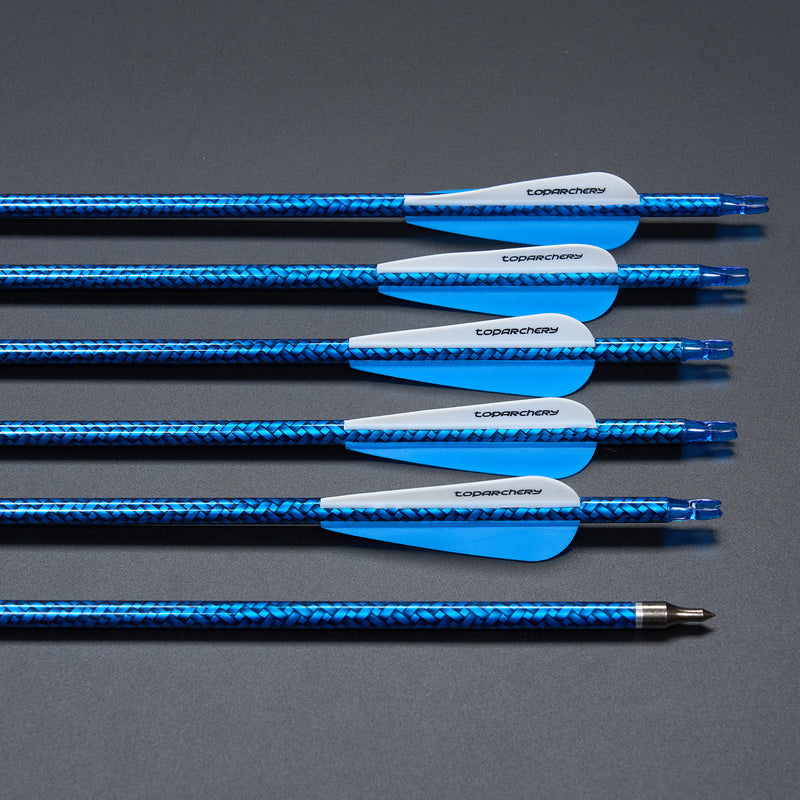 12pcs 30“ Fletched Carbon Pfeile mit austauschbaren Pfeilspitzen
