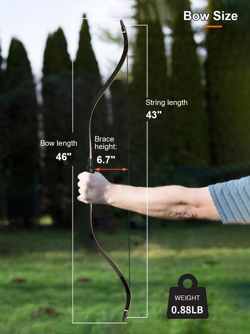 46" Traditioneller Pferdebogen Holzlaminierte Recurve-Jagdbogen 25-50 Pfund