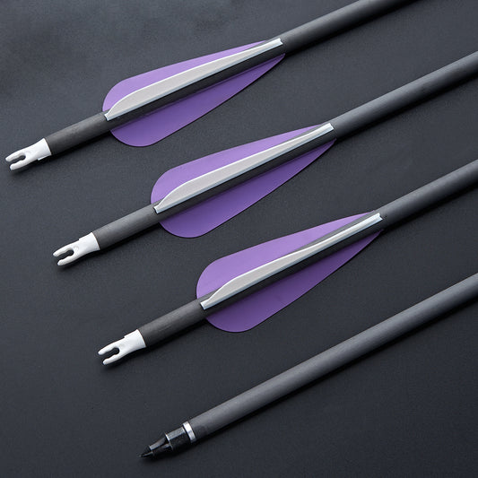 12er-Pack gemischte Carbonpfeile 31" Parabolic Purple Fletched Archery Arrows Spine 350
