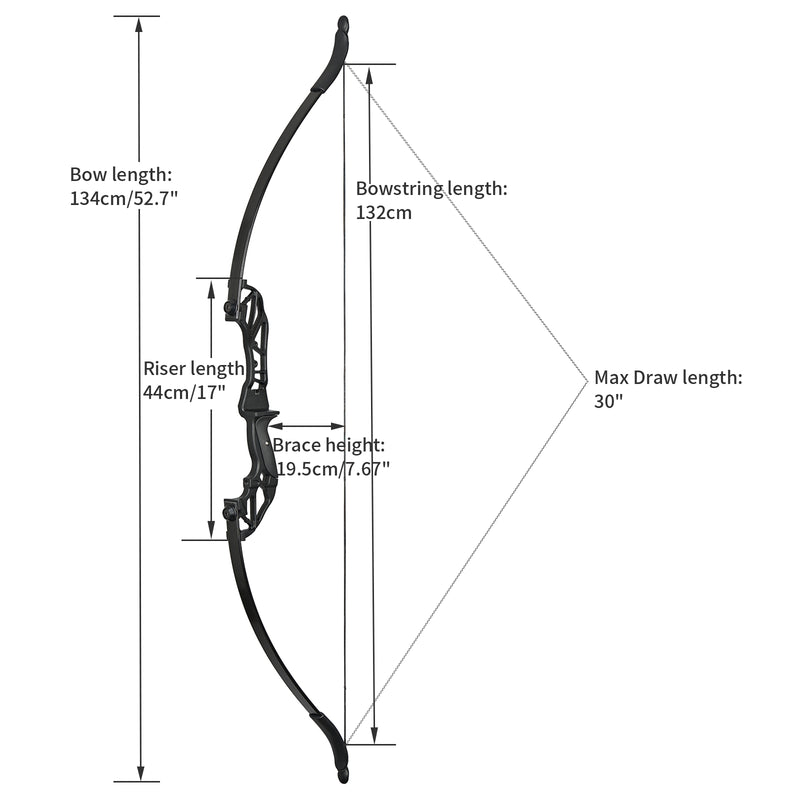Bogenschießen 53" Takedown Recurvebogen 20/30/40/55lbs