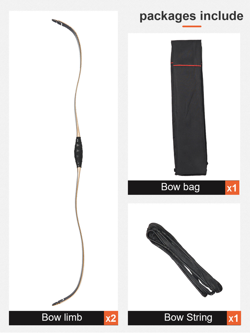 46" Traditioneller Pferdebogen Holzlaminierte Recurve-Jagdbogen 25-50 Pfund
