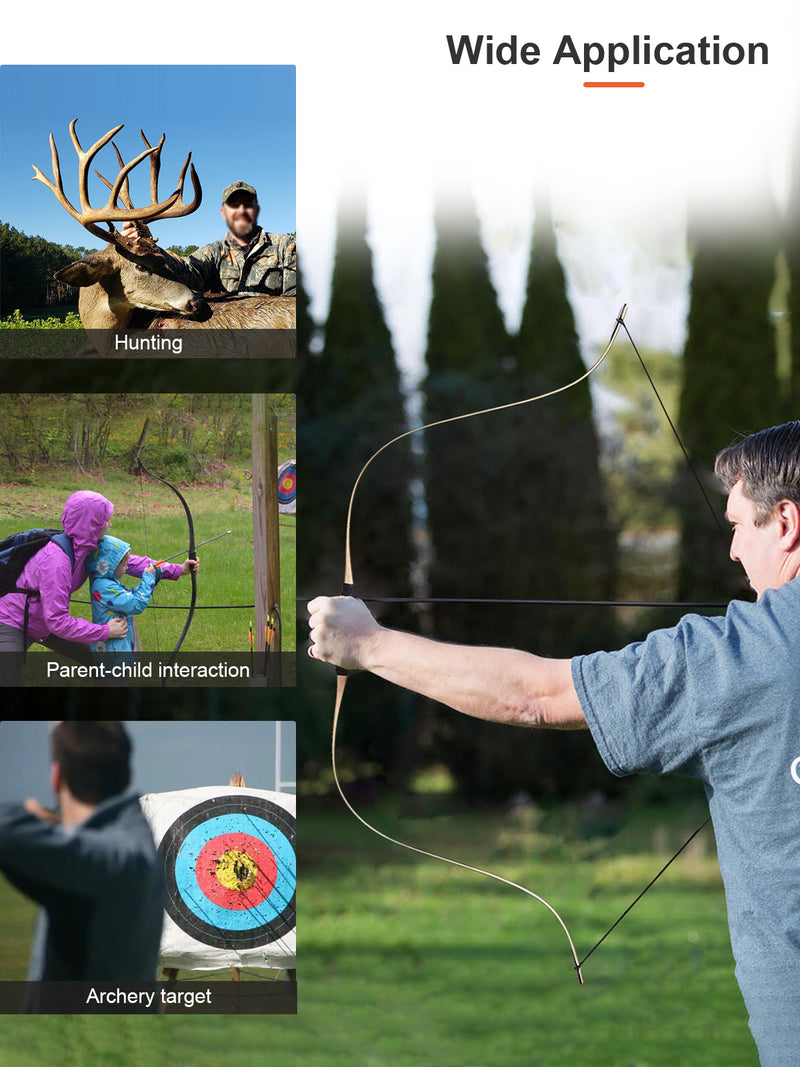 46" Traditioneller Pferdebogen Holzlaminierte Recurve-Jagdbogen 25-50 Pfund