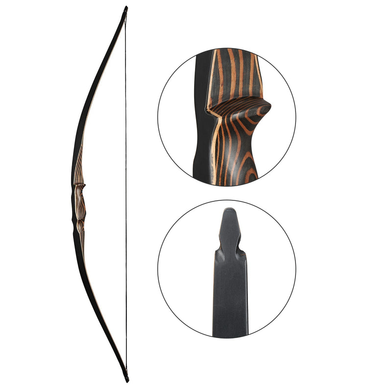 54" Traditioneller Recurve-Jagdbogen RH mit Pfeilauflage 20-70 lbs