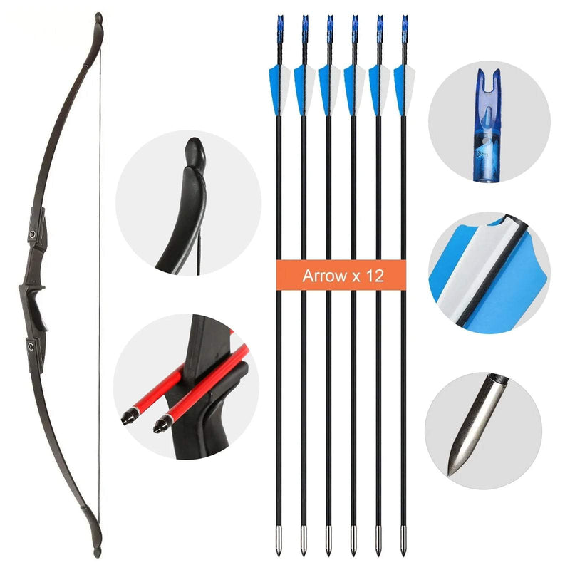 Bogenschießen 57" beidhändig tragbar Takedown Recurve Bogen Set links rechts 20-40lbs