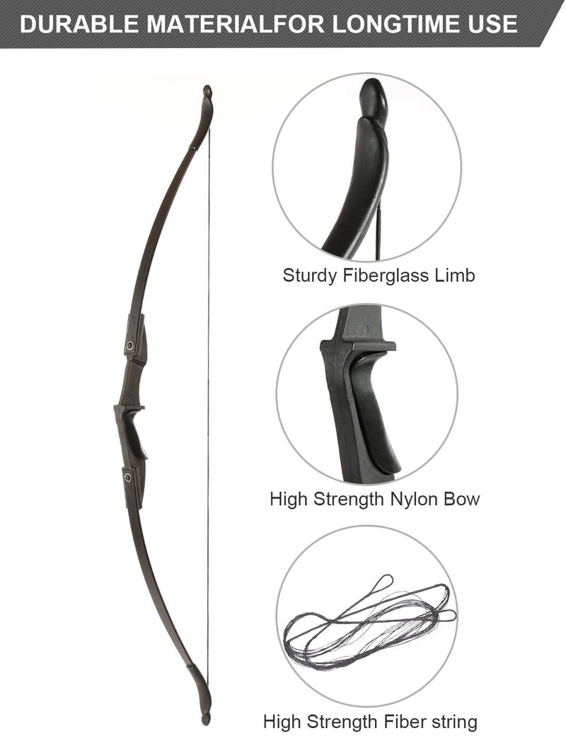 Bogenschießen 57" beidhändig tragbar Takedown Recurve Bogen Set links rechts 20-40lbs