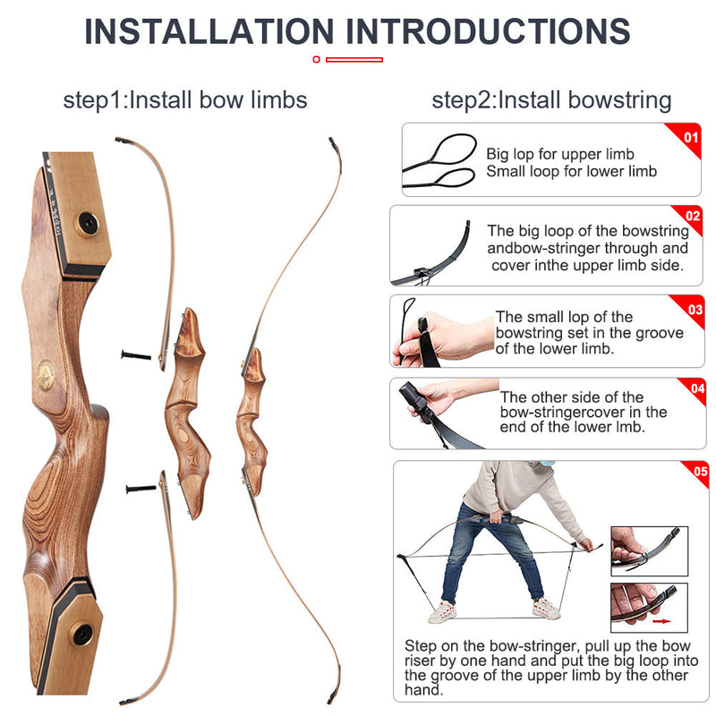 60" Takedown Recurve-Jagdbogen RH 30-50 lbs