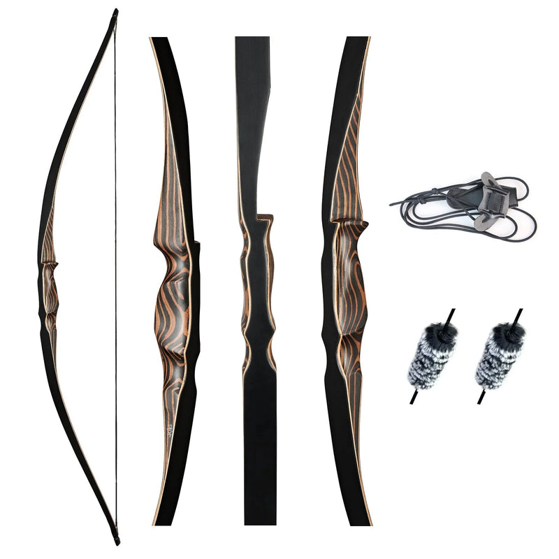 54" Traditioneller Recurve-Jagdbogen RH mit Pfeilauflage 20-70 lbs