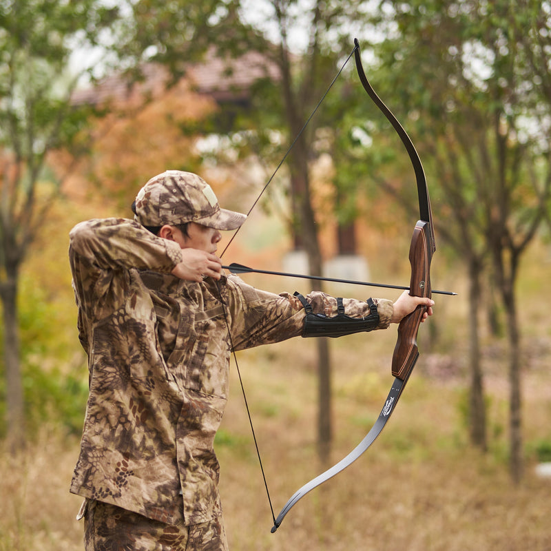 Bogenschießen 60" Jagdbogen Zerlegbarer Recurve-Bogen, Holzlaminiert RH 20-60 lbs