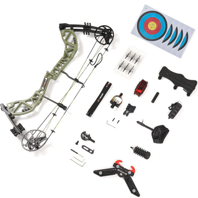 Compoundbogen-Set für Erwachsene Anfänger RH Bogenschieß-Jagdbogen 30-70 lbs