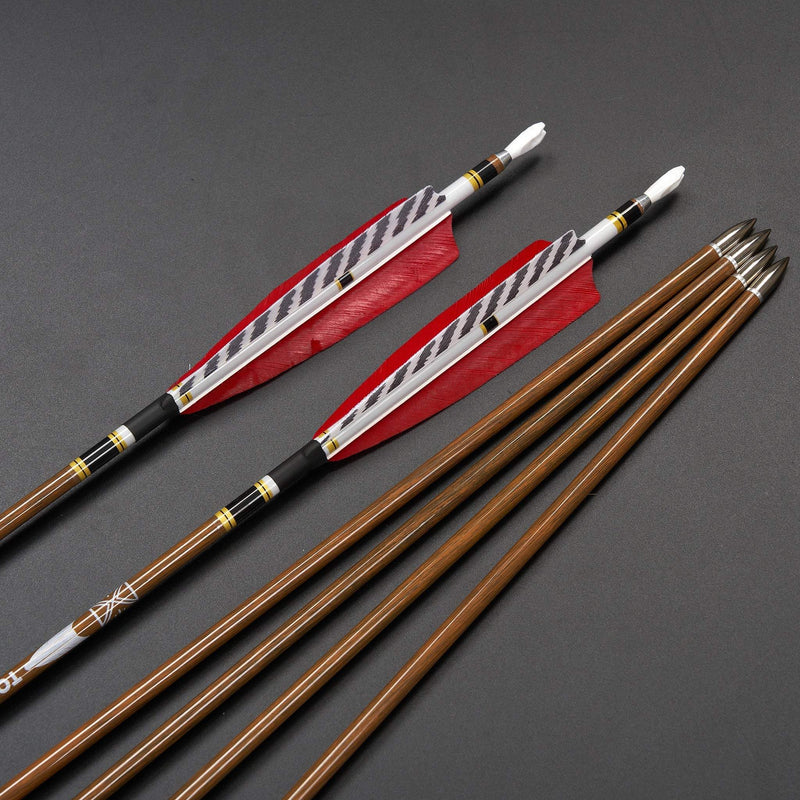 12 Stück 31 Zoll Carbonpfeile Naturfedern Spine 300-600