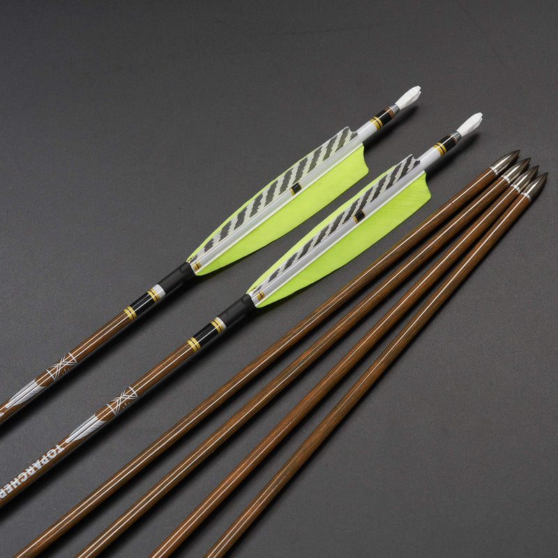 12 Stück 31 Zoll Carbonpfeile Naturfedern Spine 300-600