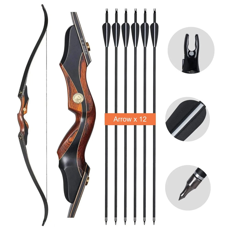 60" Bogenschießen Recurve Jagdbogenset 25-50 Pfund