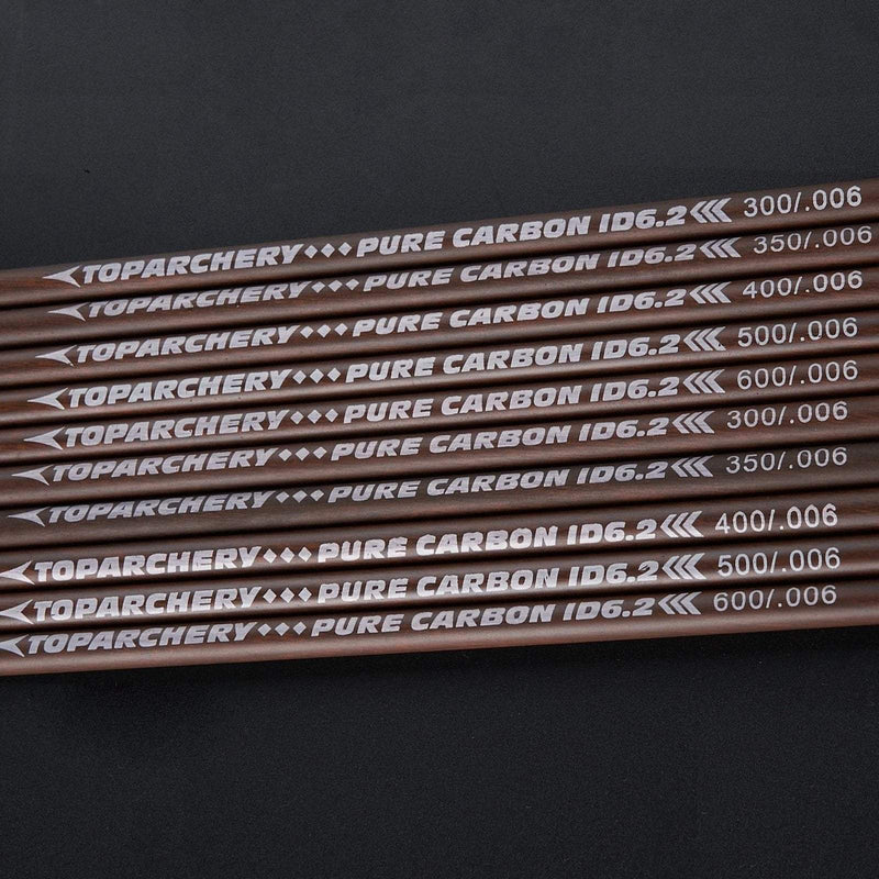 12er-Pack Pfeilschäfte aus reinem Carbon Spine 300-600 ID 6,2 mm Holzhaut weiße Pfeilschäfte