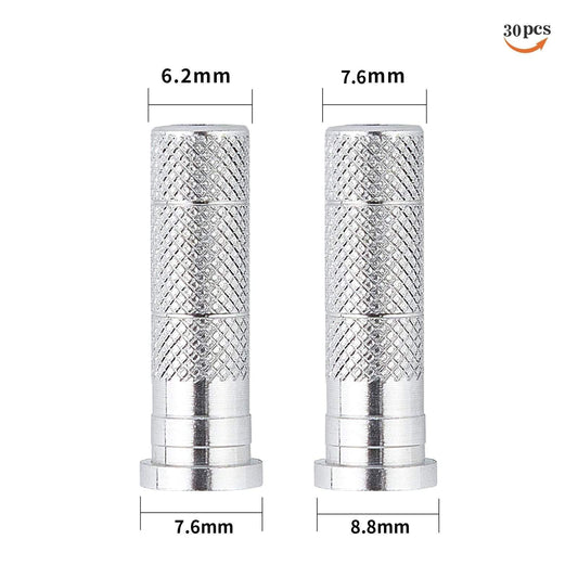 30-teiliger Aluminiumeinsatz für ID 6,2 / 7,6 mm Pfeilspitzenverbinder Bogenschießen-Schrauben-Breitkopfadapter