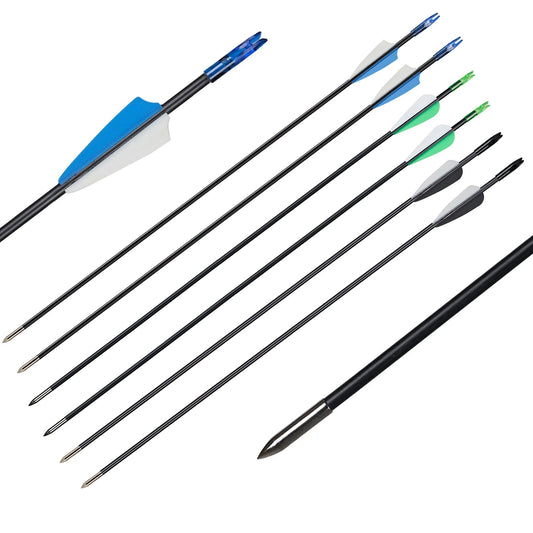 12er 31.5 Zoll Fiberglaspfeile Spine 750 Bogenpfeile mit Kunststoffschaufeln